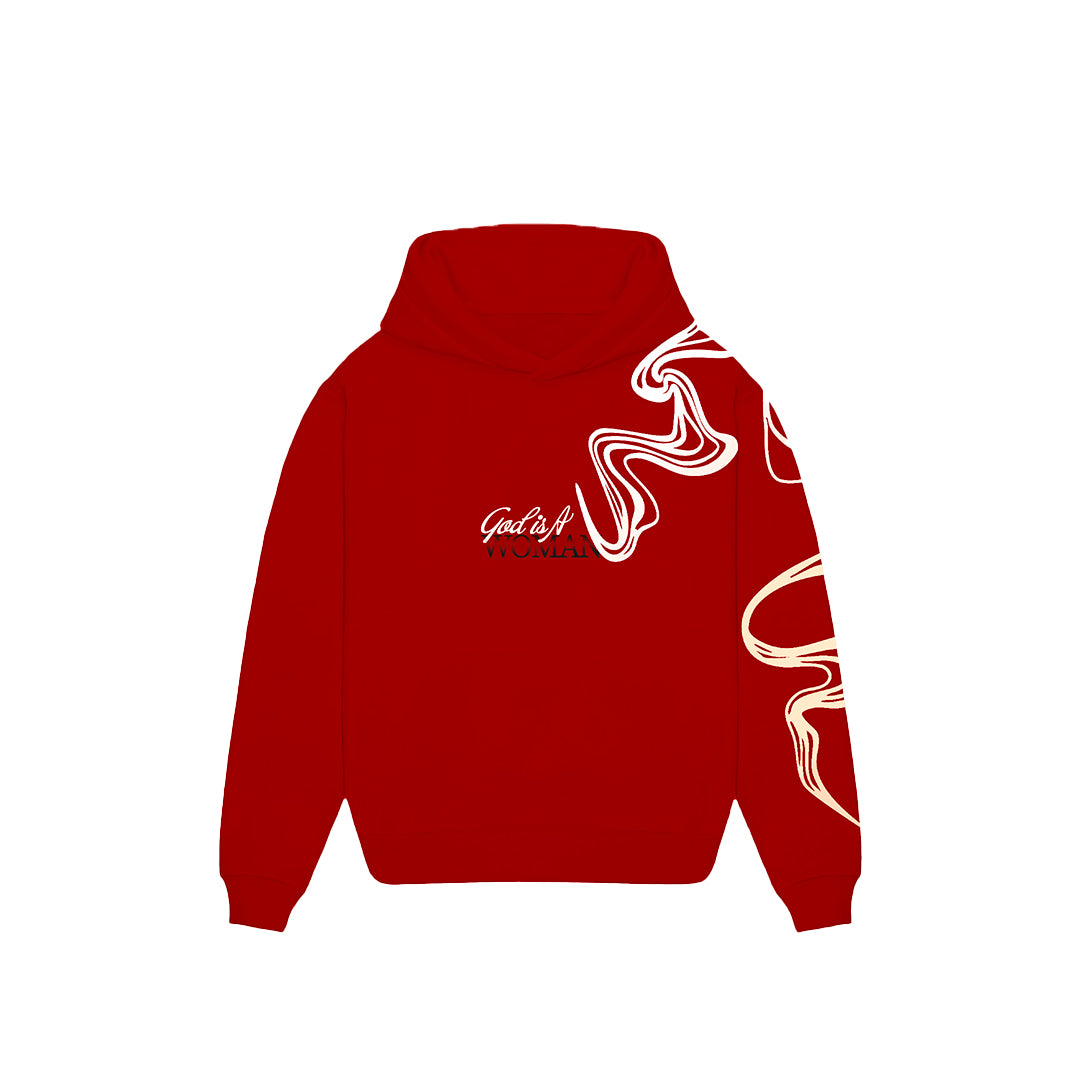 GOD IS A WOMAN  HOODIE ROJO